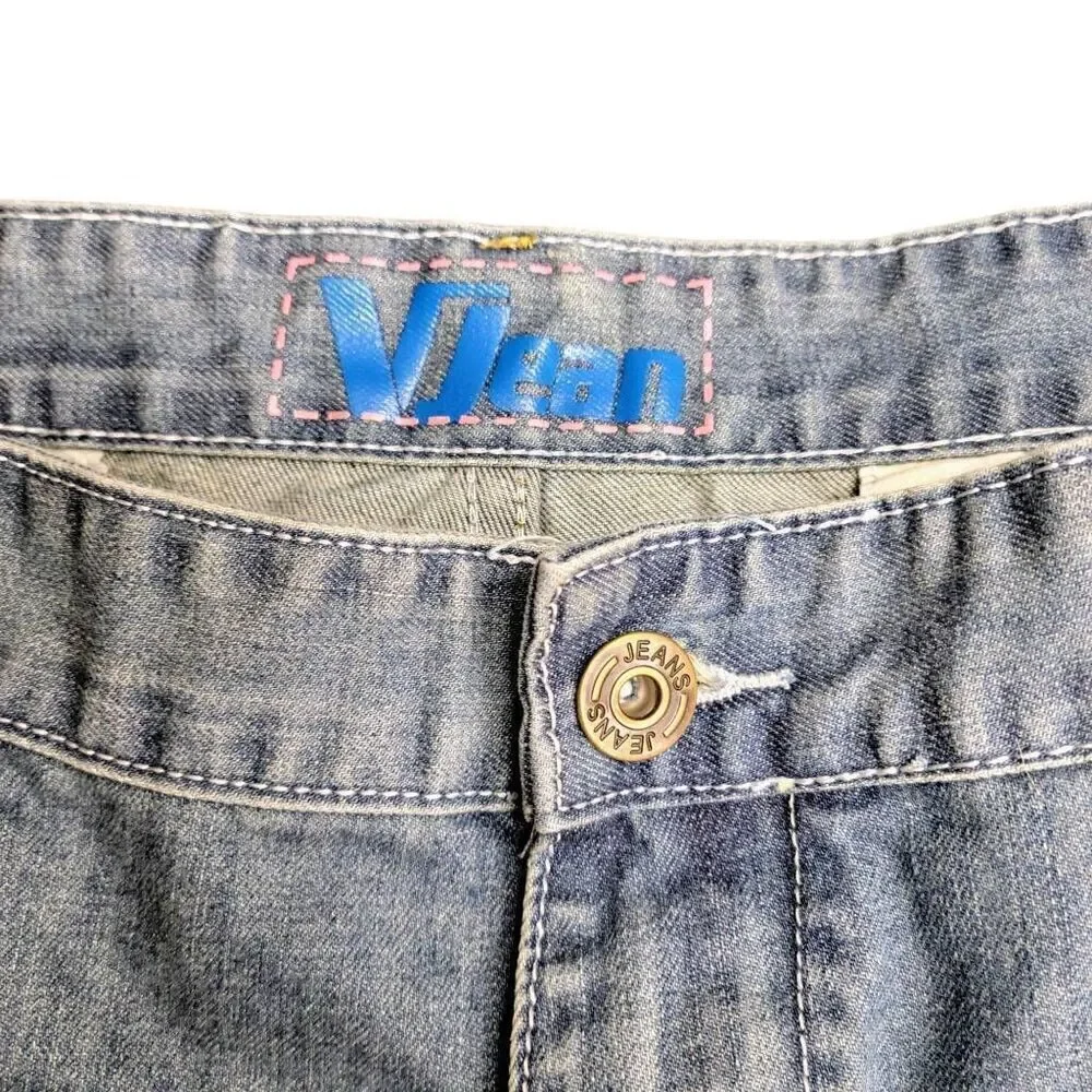 V Jeans Trendy Distressed Denim Cargo & Zip Pockets Blue Jean Shorts